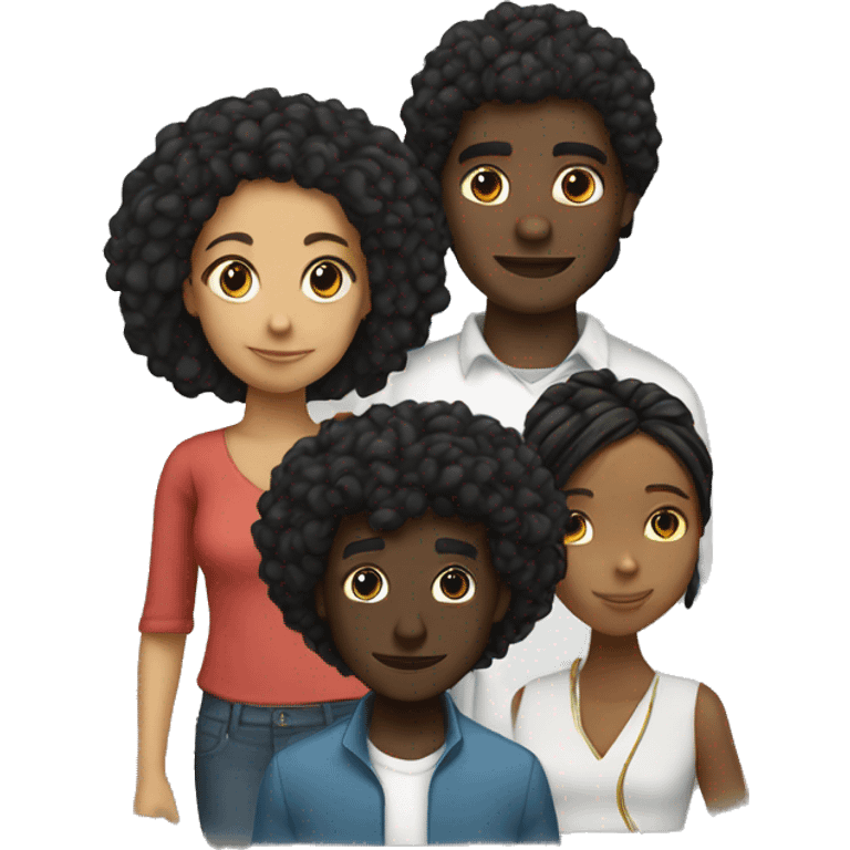 A black guy(with Afro , Black girl with dreads, and a Mexican girl emoji