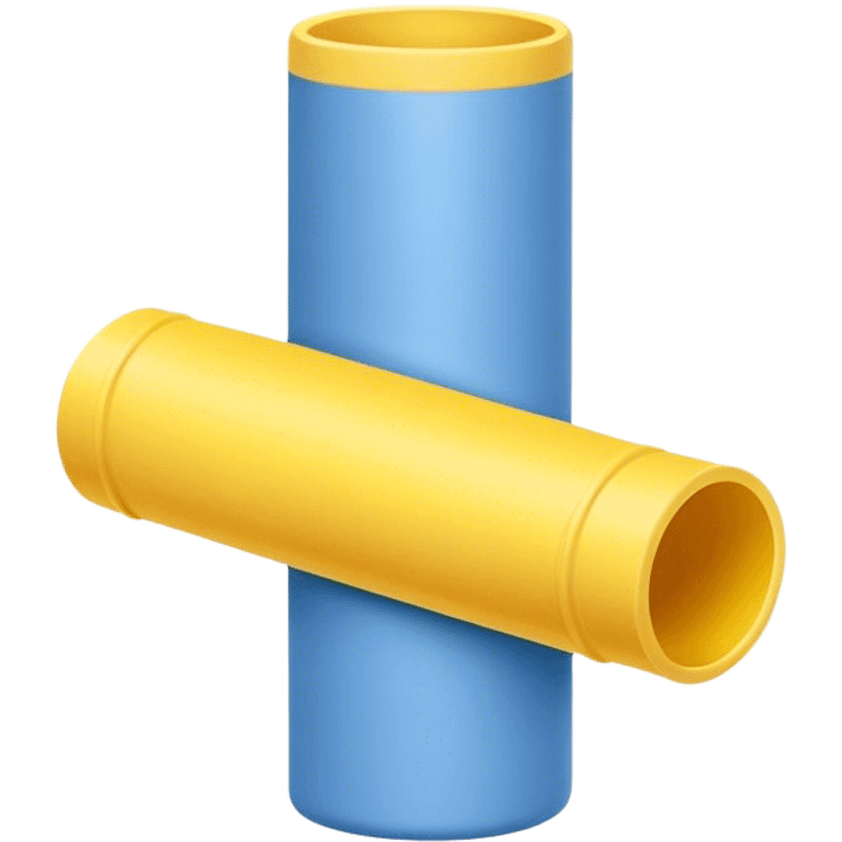 Blue foam tube with identical yellow ends on both end, not hollow, front view emoji