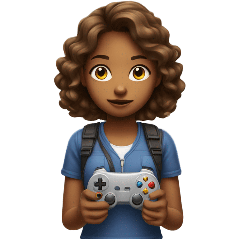 Brown skin girl playing video game  emoji