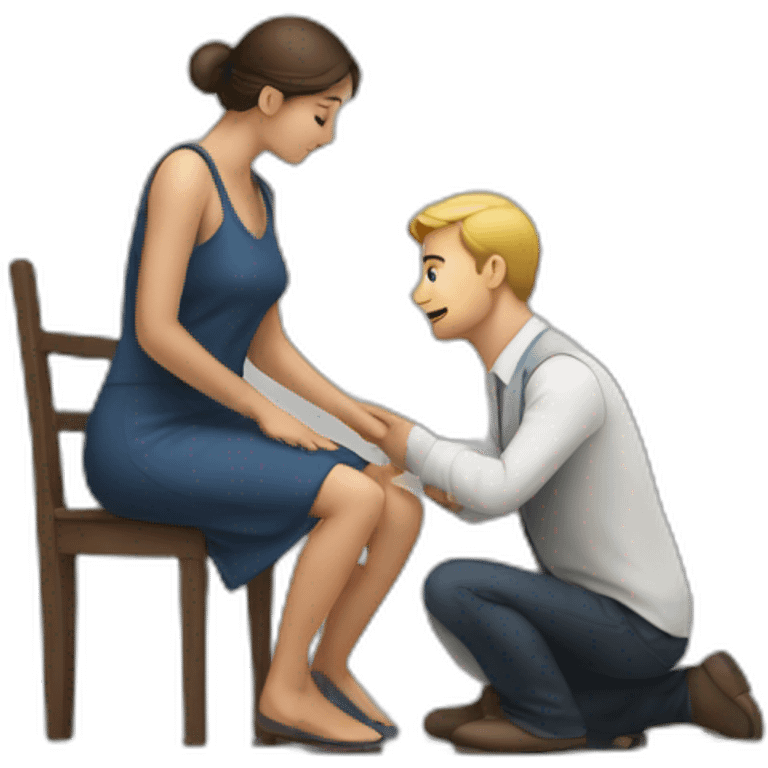 Man on knee facing  woman emoji