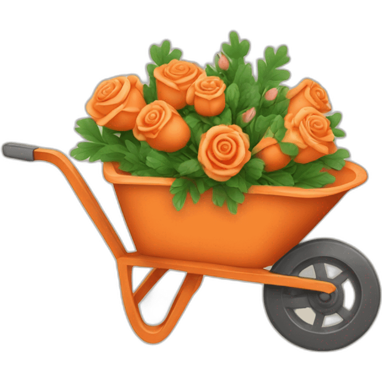 wheelbarrow with Carrots and roses emoji