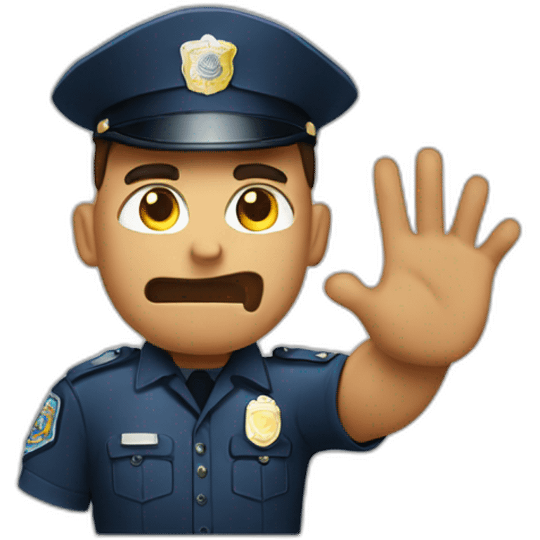 ANGRY POLICE MAN PUTTING HIS OPEN HAND UP TO STOP SOMEONE emoji