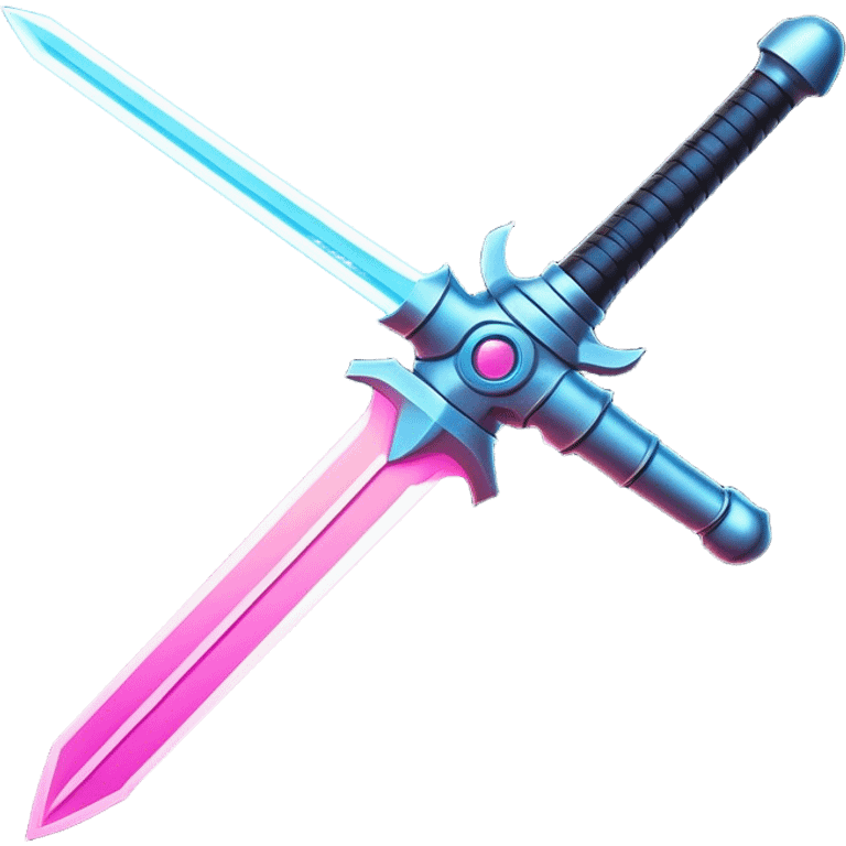 Clash of Clans aesthetic: Cinematic Playful Laser Sword Emoji, rendered in a 3D vector-style similar to standard emojis with minimal shading and bold, simplified shapes. A compact, vibrant energy blade with a neon-hued, glowing edge and futuristic hilt, softly glowing with a radiant cosmic charm. Simplified yet unmistakably iconic, highly detailed and consistent, glowing with a soft pulsating brilliance and high shine. Stylized with a touch of interstellar elegance and a soft glowing outline, capturing the essence of a legendary energy blade with a friendly, playful manner! emoji