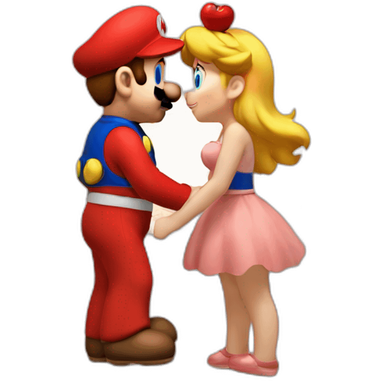 mario and peach love kiss at the beach emoji