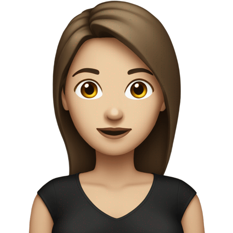 Brown hair woman white skin black shirt  emoji