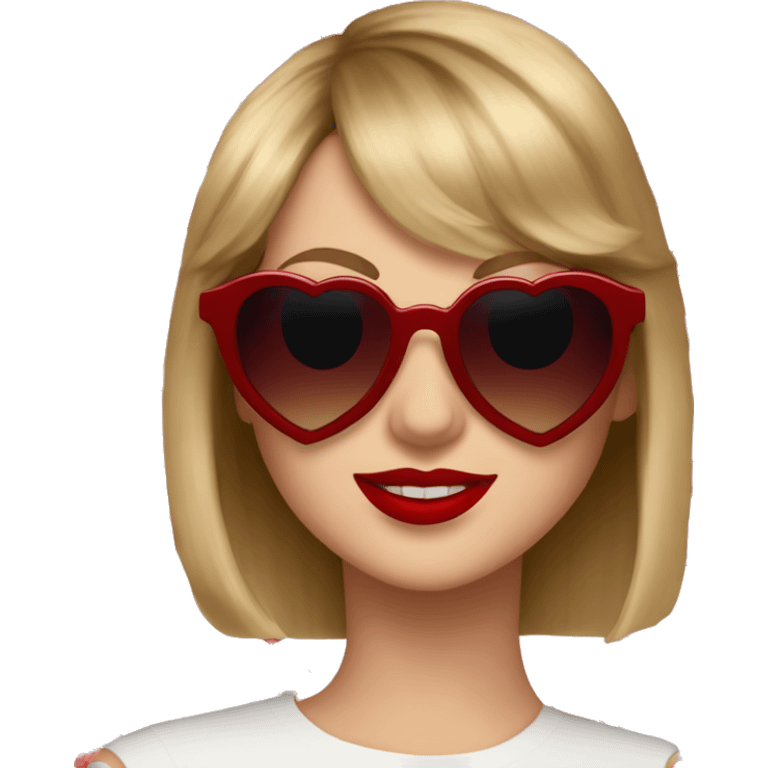 Taylor swift wearing dark red heart shaped sunglasses emoji