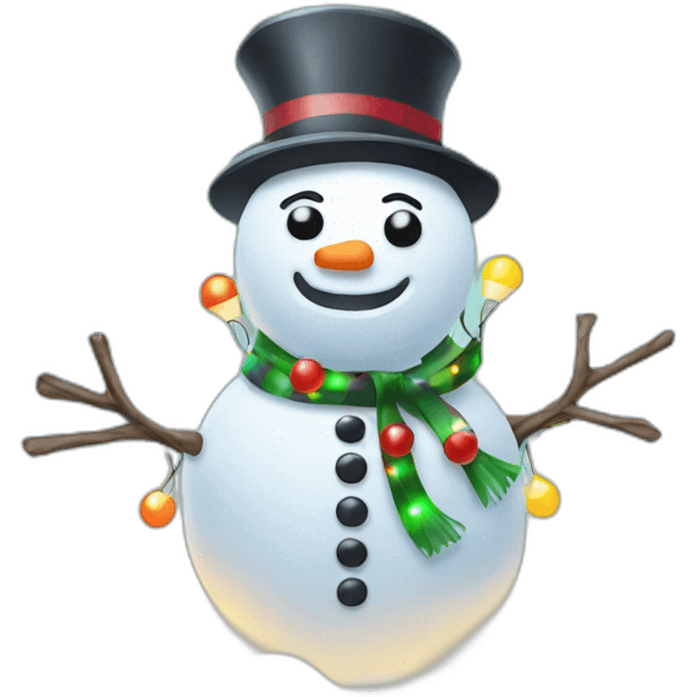 Snowman with Christmas lights  emoji