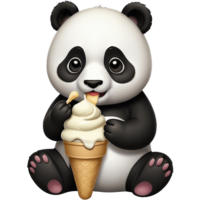 Panda eating ice cream emoji