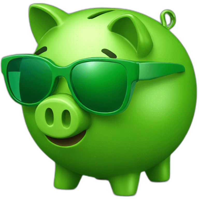 green piggybank with green sunglasses emoji