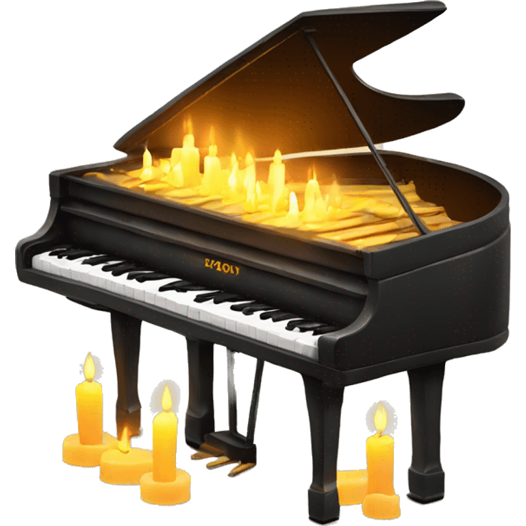 vintage piano with melted candles on top emoji