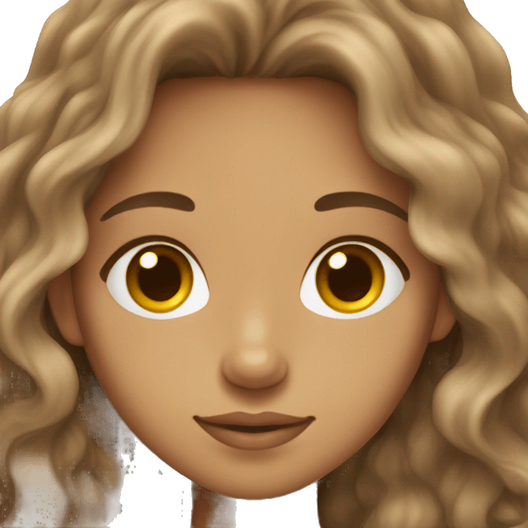 Brown wavy longhaired brown eyed light skin girl emoji