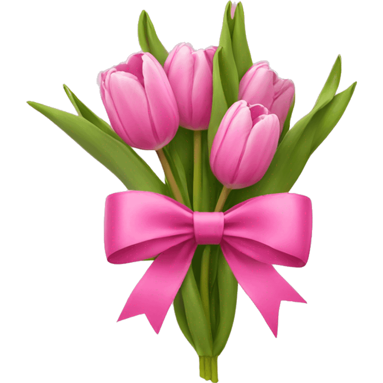 Pink tulips with a bow emoji