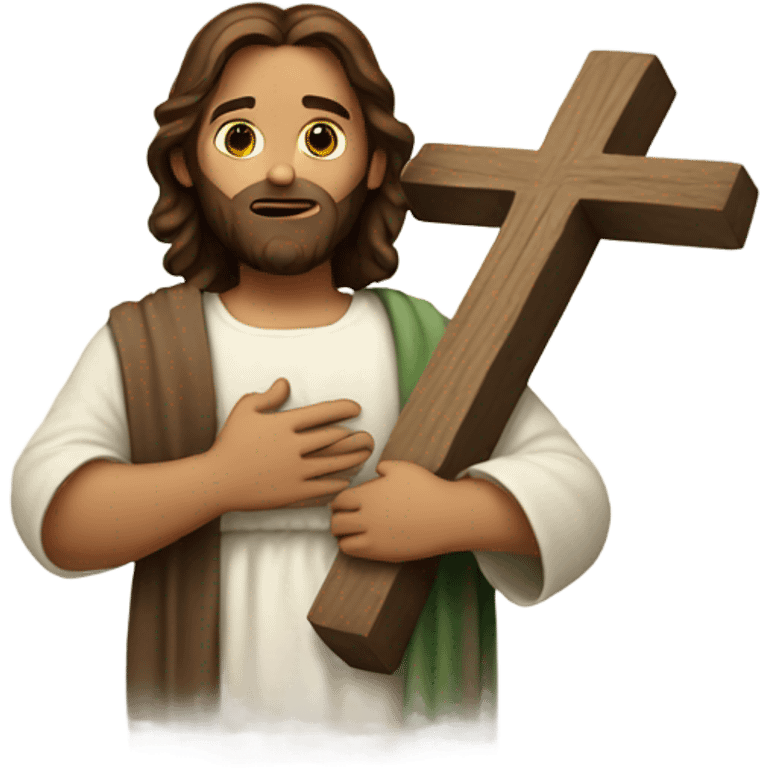 Jesus holding a cross and bible emoji