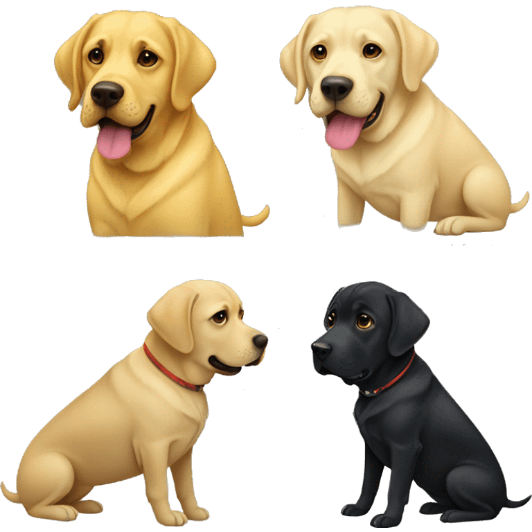 Two Labradors, one black and one yellow emoji