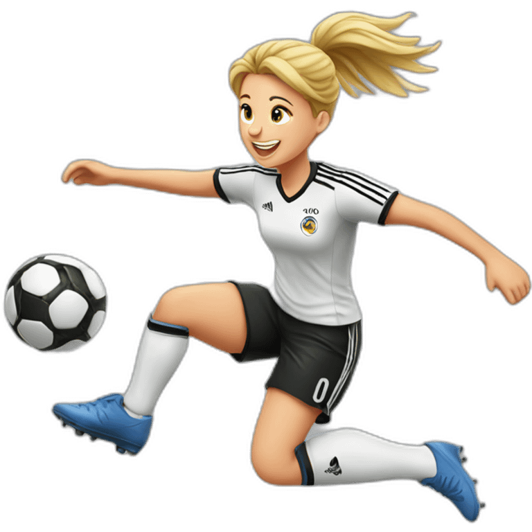 German female soccer player jumping emoji