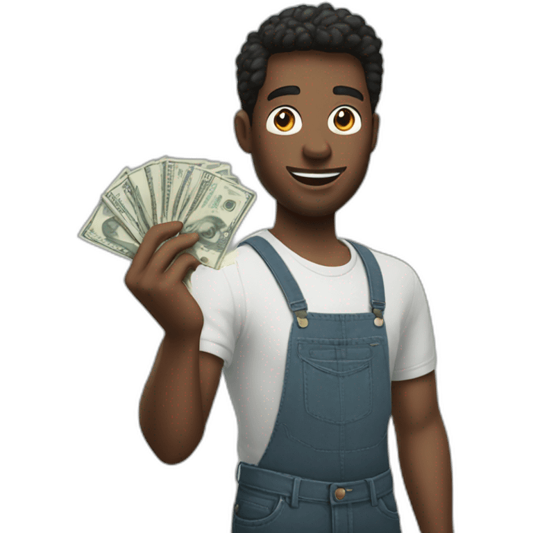 A man holding a TikTok logo in one hand and money in one hand emoji