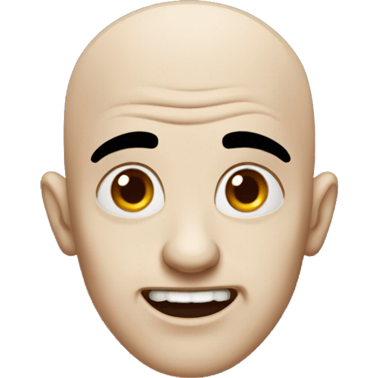 A bald squinted vampire emoji