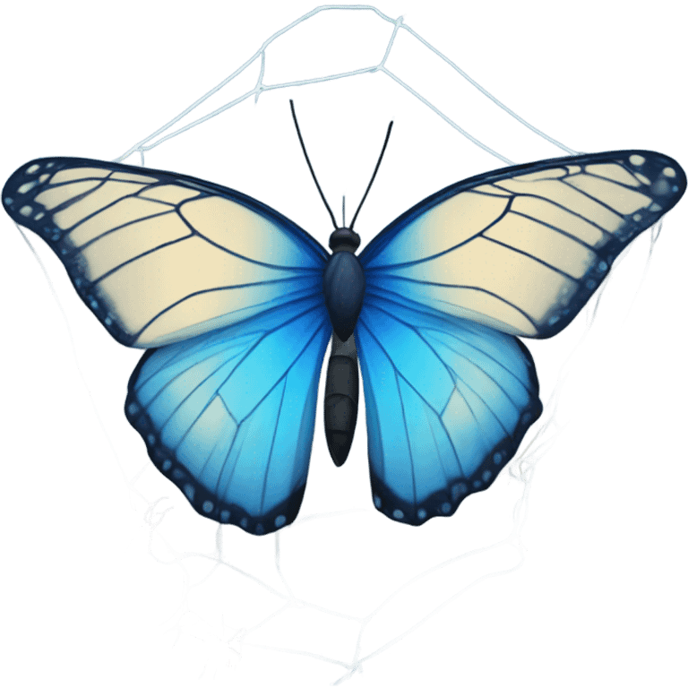 Blue butterfly in spiders nest emoji