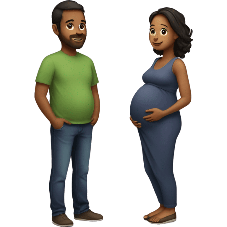 A pregnant woman with her husband  emoji