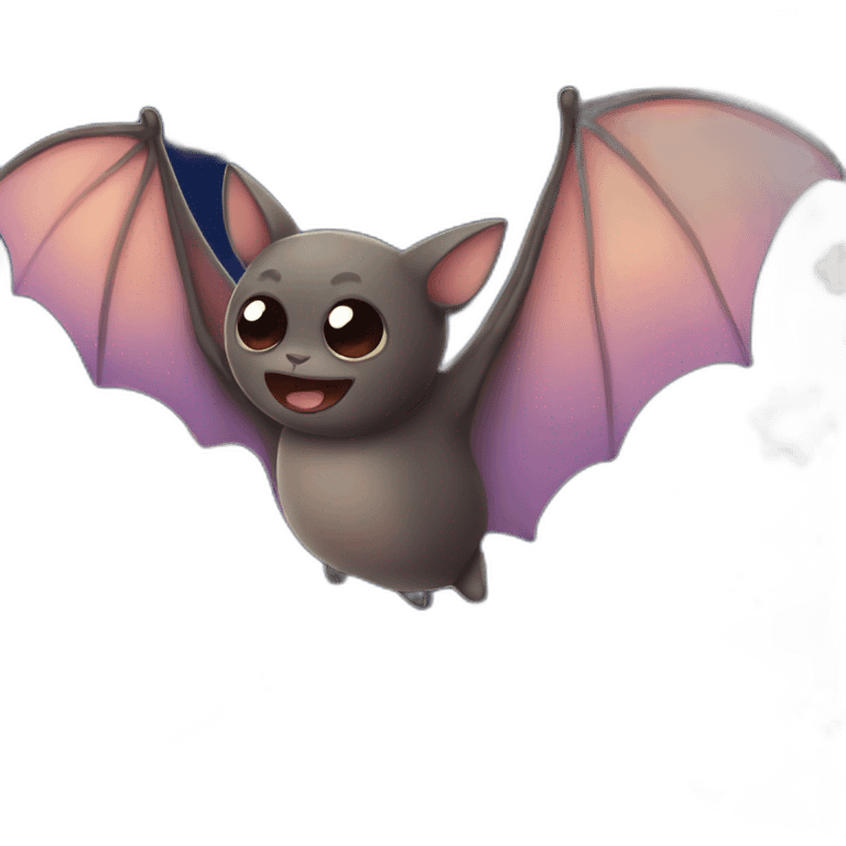 Bat flying at night cute emoji