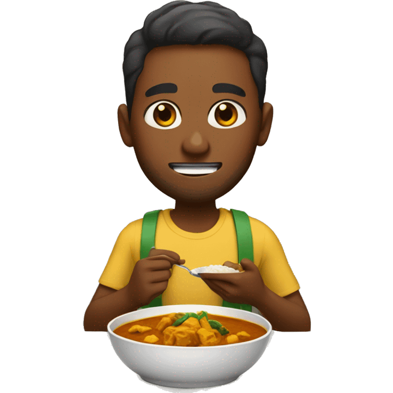 brown skinned man eating a bowl of curry emoji