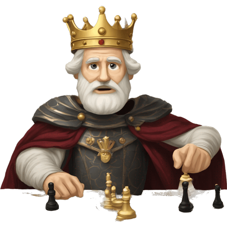 Vintage King Claudius hamlet old man big beard gold crown playing chess emoji