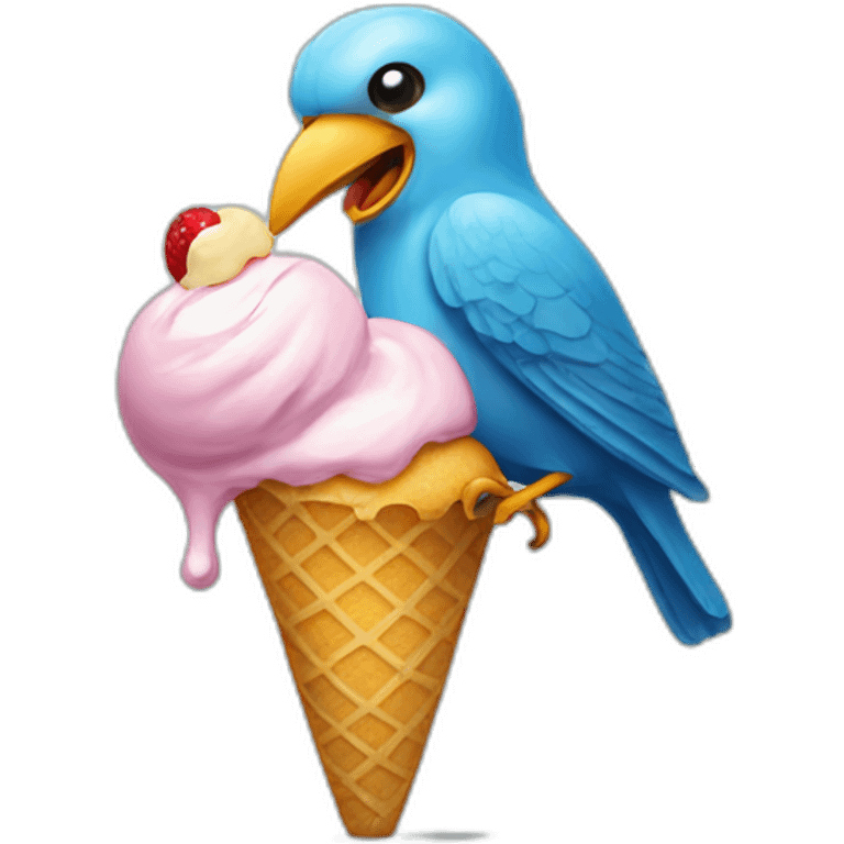 bird eat icecream emoji