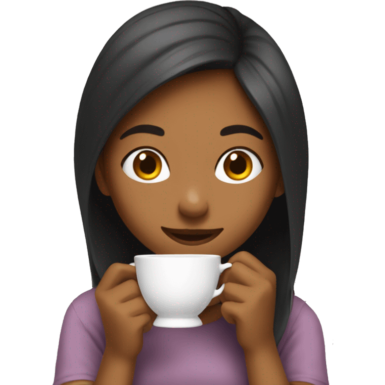 Girl yapping with tea emoji