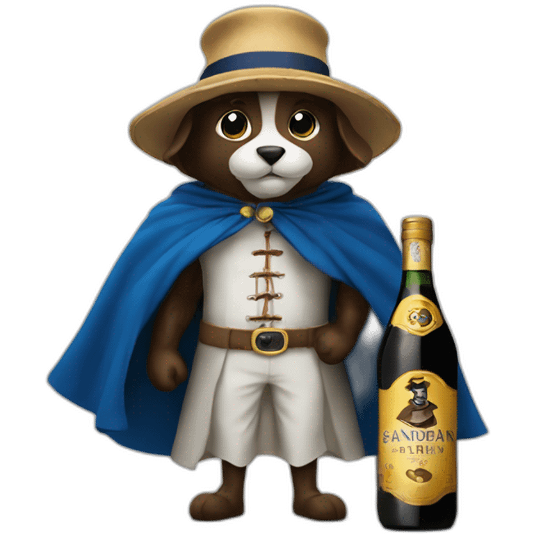 the mascot of the Sandeman brand with his cape and his bottle of Porto emoji