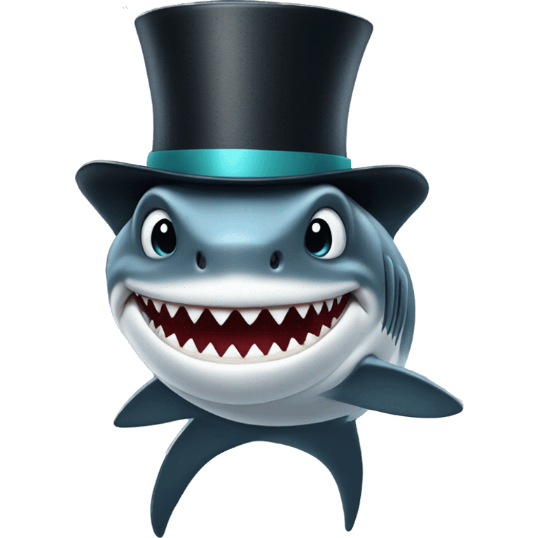 Shark with a top hat emoji