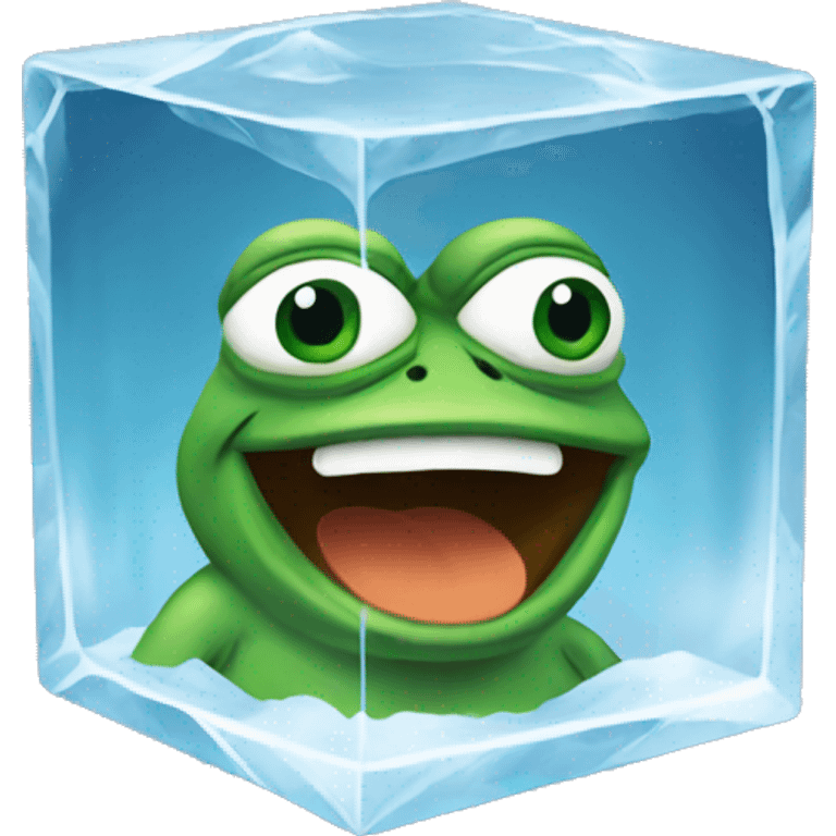 pepe the frog inside an icecube emoji