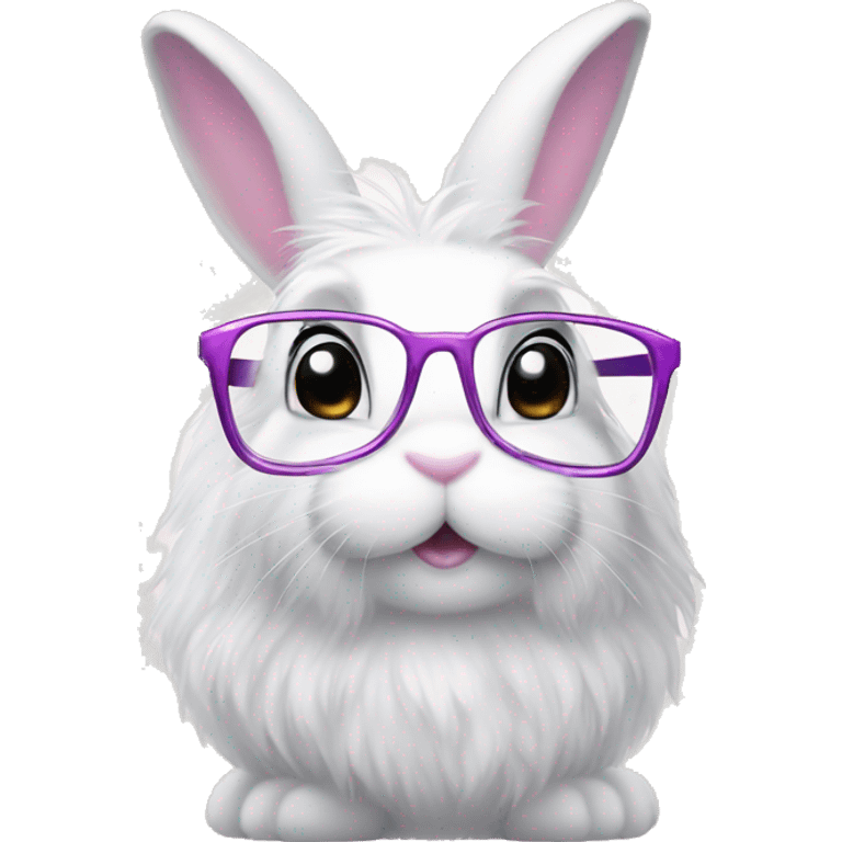 super fluffy white bunny with glasses and princesses tiara  emoji