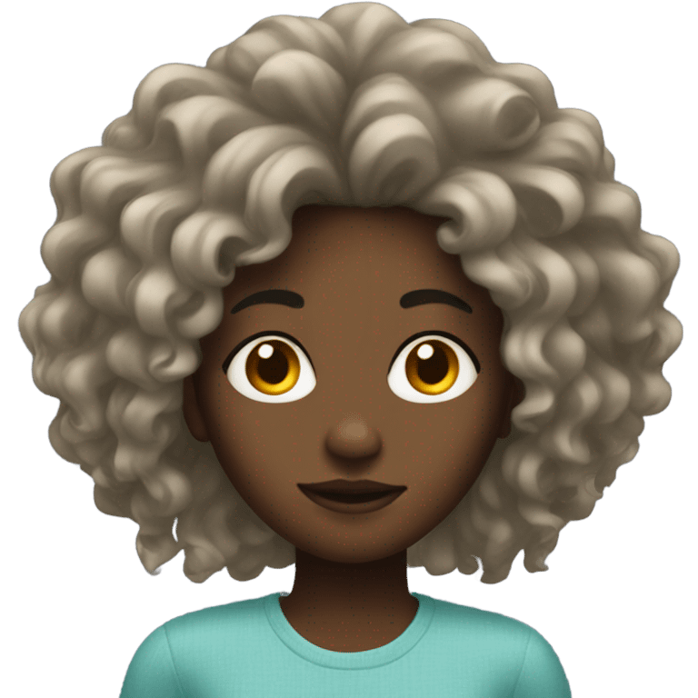 Black girl with messy hair emoji