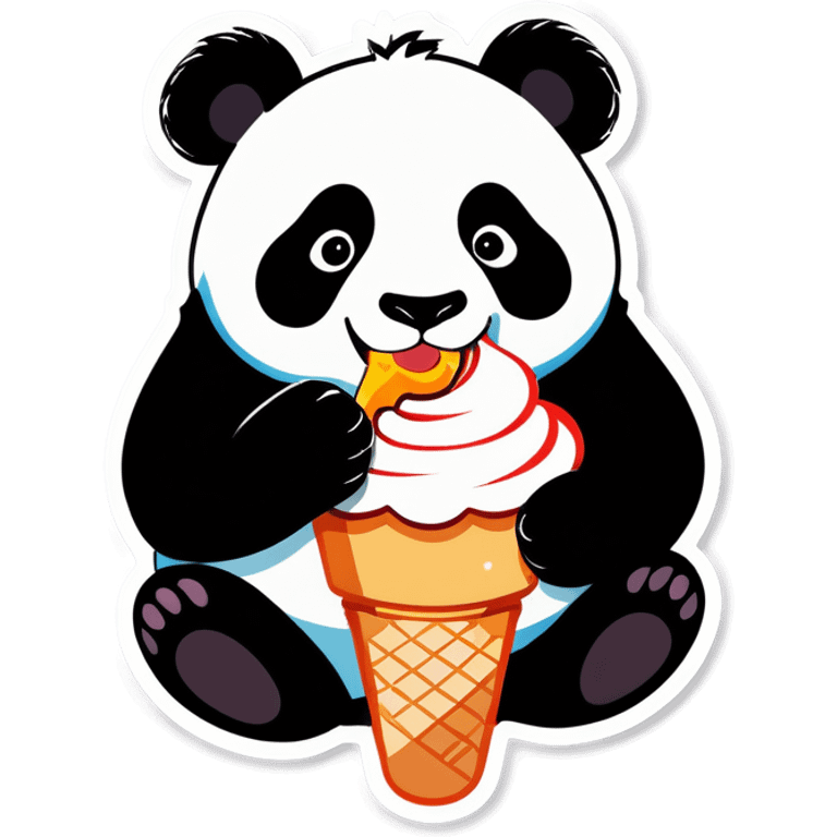 Panda eating ice cream emoji