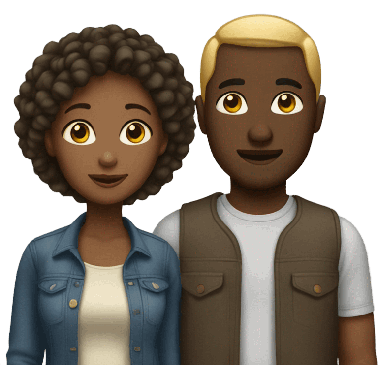 An interracial couple emoji