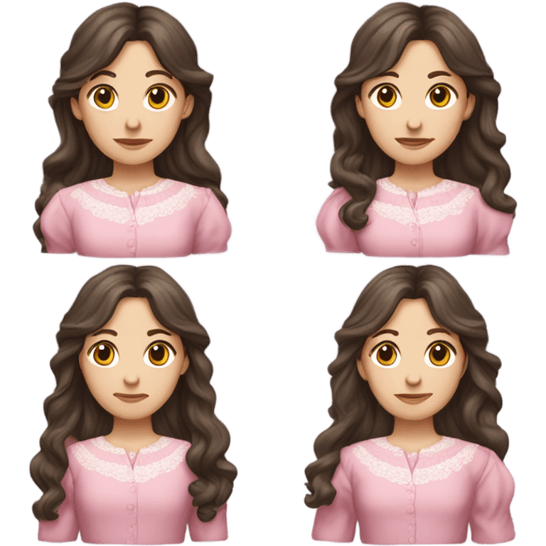 Carrie Ingalls pretty with long dark brown wavy hair realistic and detailed pink dress emoji