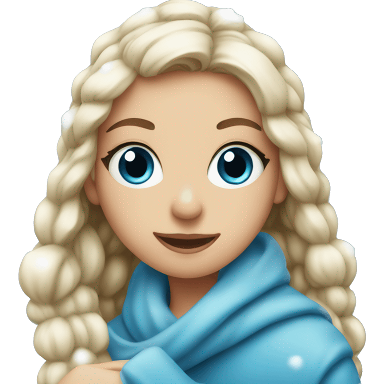 winter girl holding book in snow blue eyes emoji