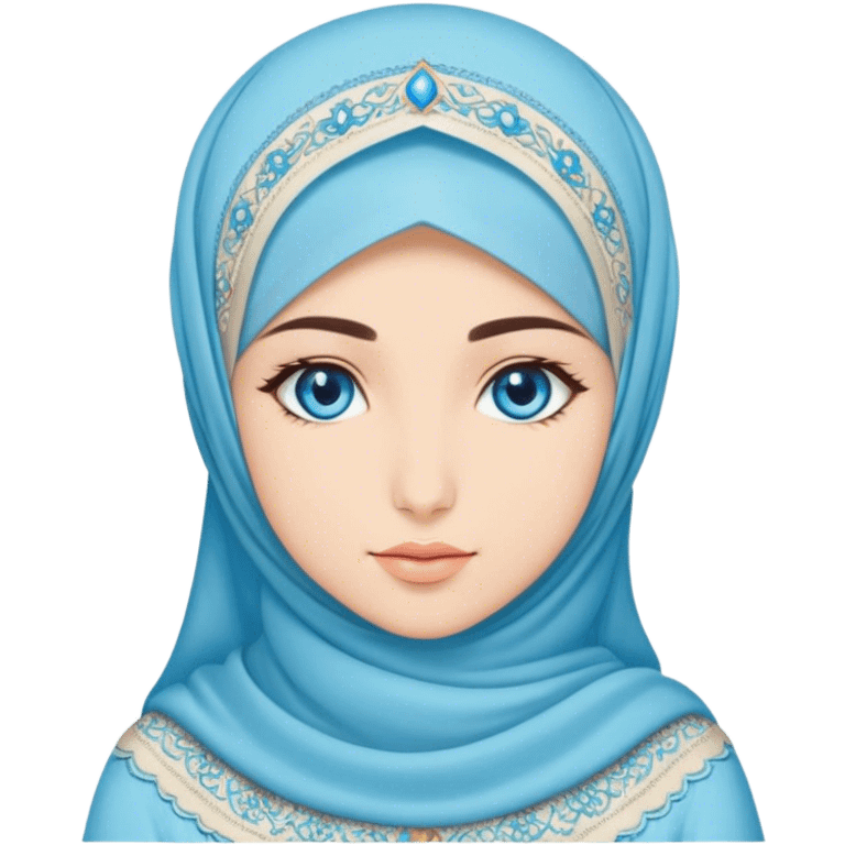 Turkish beautiful finish Konya girl blue eyes with hijab and cultured dress emoji