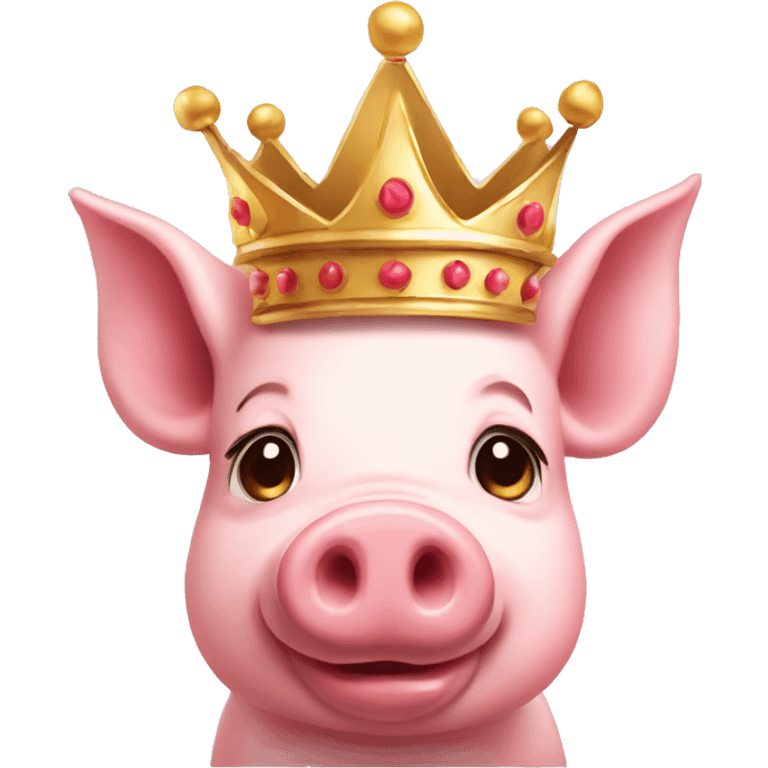 sweet girly pig with crown emoji