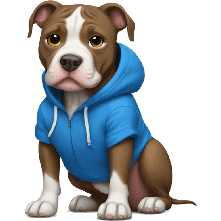 pitbull wearing blue hoodie emoji