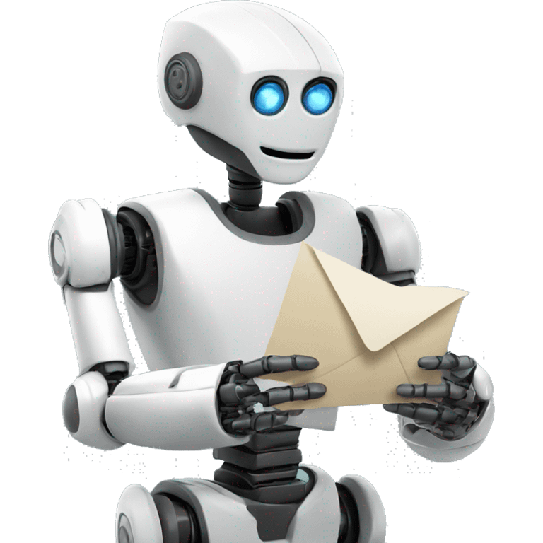 a robot giving a letter to student (human) emoji