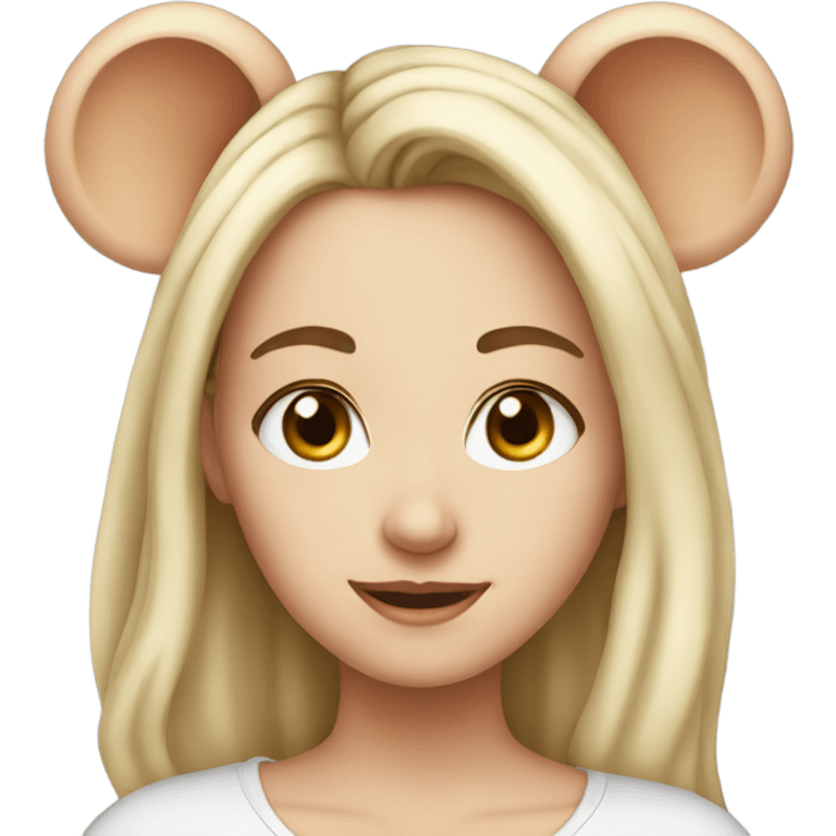 Beautiful white girl with mouse ears emoji