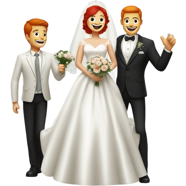 family wedding moment of joy bride redhead emoji