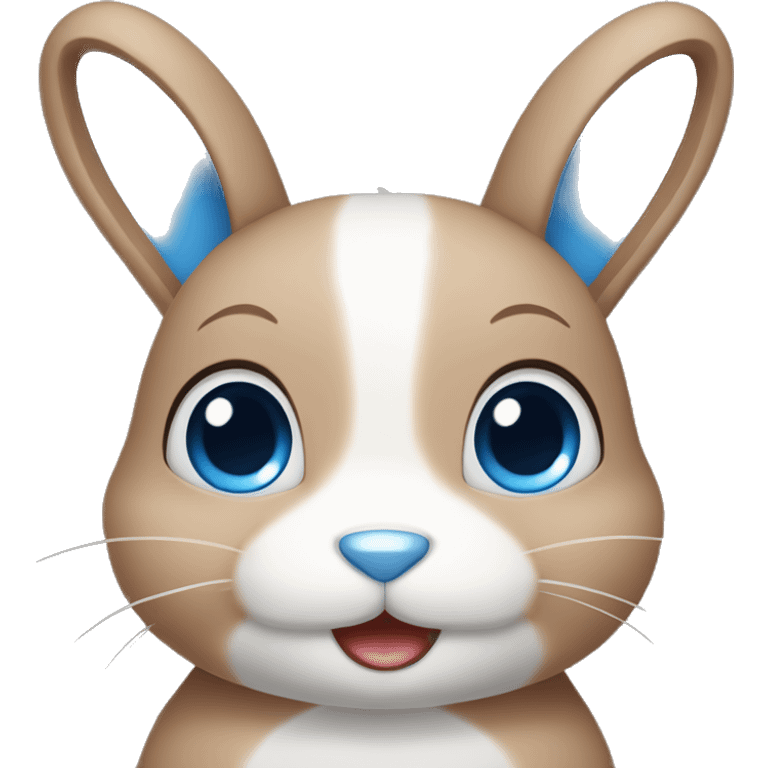 cute bunny with blue eyes, light brown face with white line in the center emoji