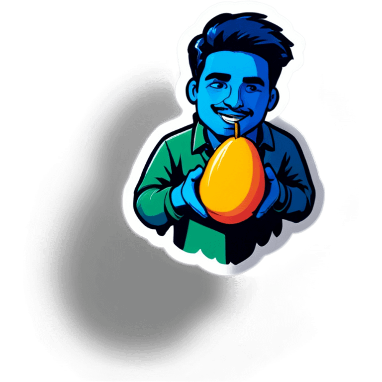 Man holding a mango emoji