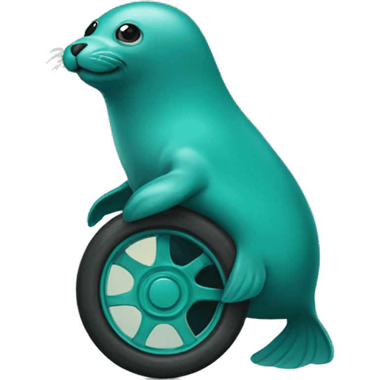 teal seal on wheels emoji