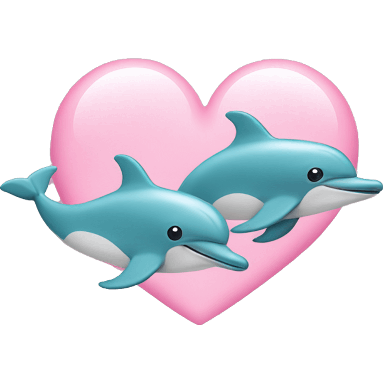 dolphins with baby pink hearts emoji