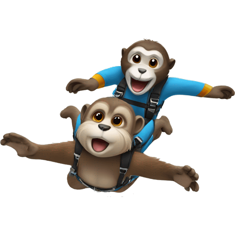 Otter and monkey skydive emoji