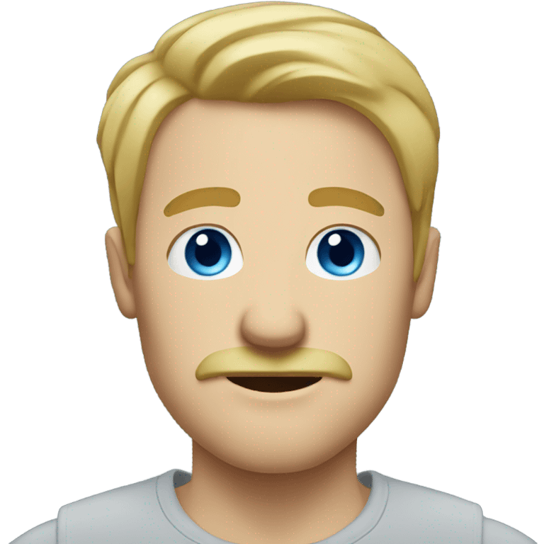 Blonde man, blue eyes with mustache emoji