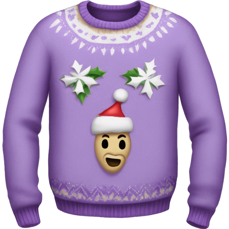 Realistic isolated lilac ugly Christmas sweater. emoji